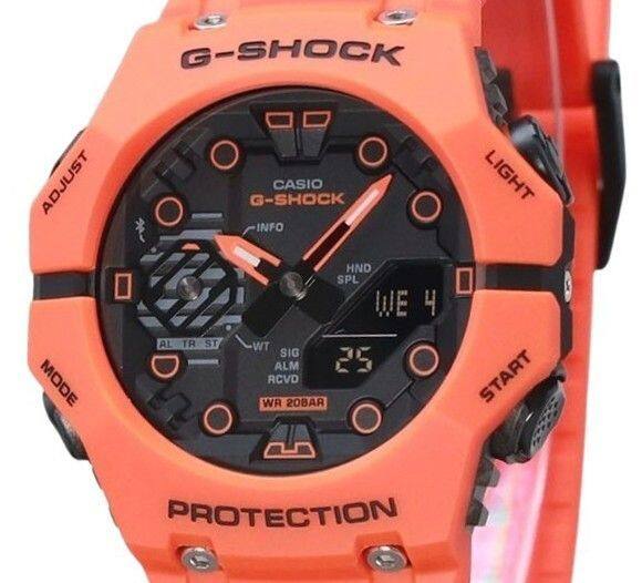 G-SHOCK  
CASIO G-SHOCK  
ADJUST  
LIGHT  
INFO  
MODE  
PROTECTION  
WR 20BAR  
HND  
SPL  
WE 4  
25  
RCVD  
SIG  
ALM  
START