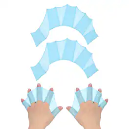 Unique Bargains - Silicone Swimming Gloves, Webbed Gloves Half-Finger Frog Type Water Resistance Swim Fins, 11"x6" 1 Pair - Blue
