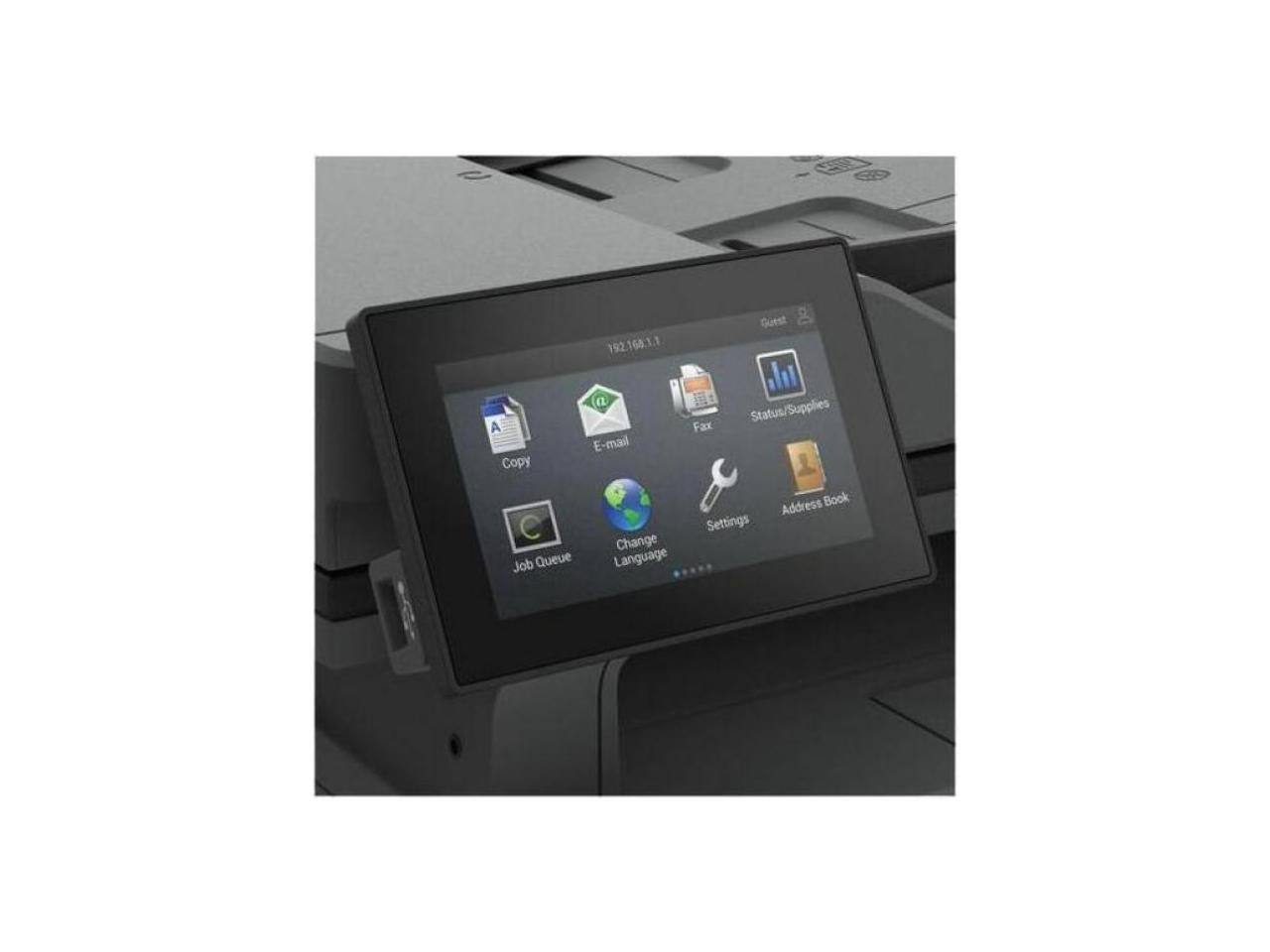 192.168.1.1 Guest  
Fax Status/Supplies Status  
A  
E-mail  
Copy  
T  
Address Book  
Settings  
Change Job Queue  
Language