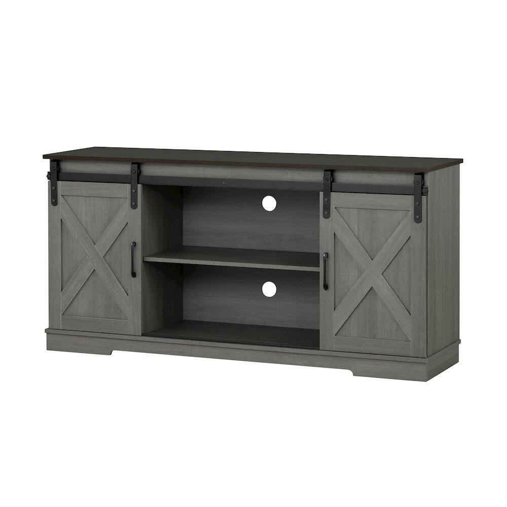 Front. Furniture of America - Gaia Farmhouse Wood TV Stand for TV's up to 56-inch in Grey - Gray.