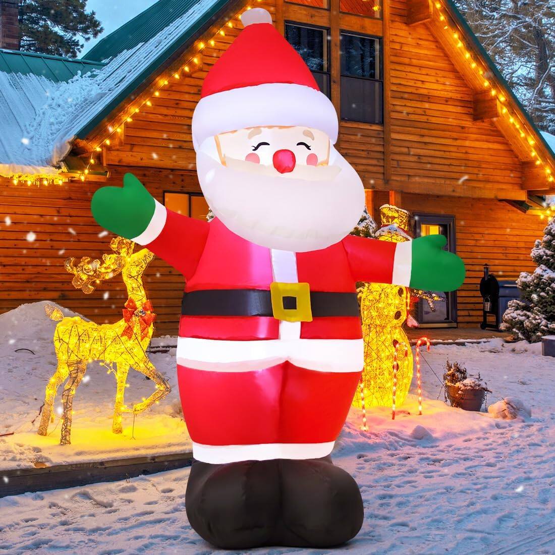 Angle. GOOSH Inflatables - GOOSH 5 FT Christmas Inflatables Santa Claus Standing Santa with Built-in LEDs - Red.