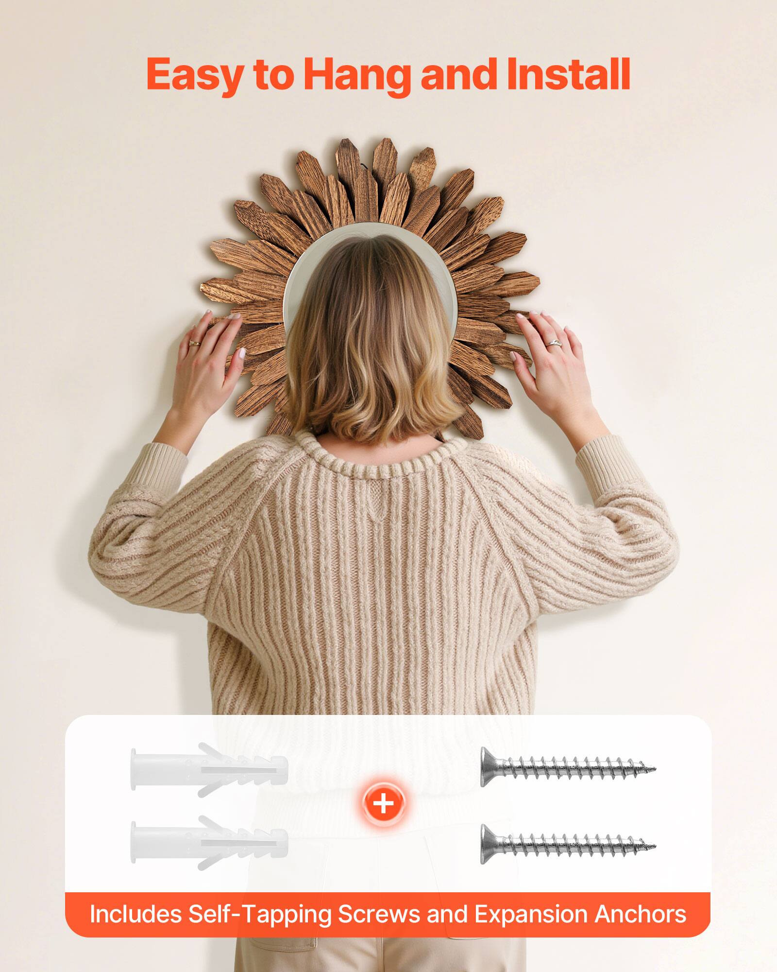 Easy to Hang and Install

Includes Self-Tapping Screws and Expansion Anchors