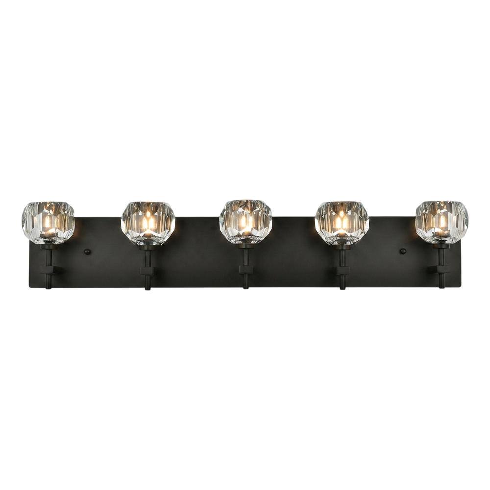 Elegant Lighting - Graham 5 Light Wall Sconce in Black - Black And Clear price history on PriceWatchPro