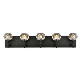 Elegant Lighting - Graham 5 Light Wall Sconce in Black - Black And Clear