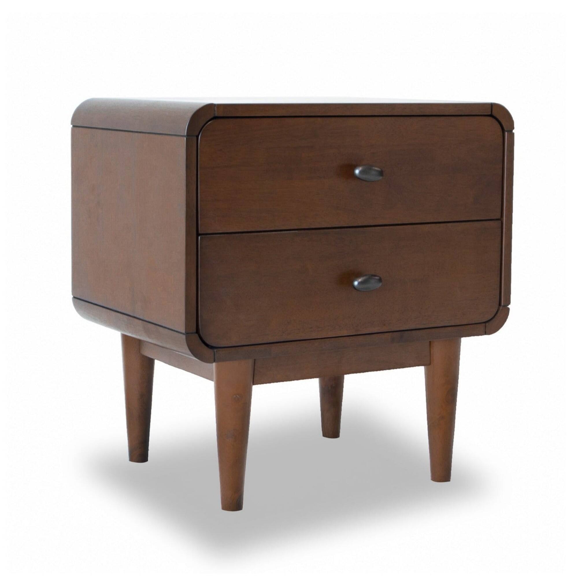 Alt View 5. Spaco - Spaco Mid Century Modern Style Night Stand with 2 Drawer for Bedroom - Brown.