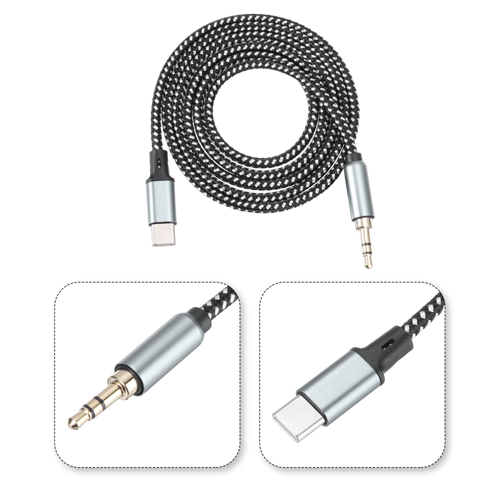 Alt View 1. Unique Bargains - USB C to 3.5mm Male Audio Aux Adapter Cable, 3.3ft, for Cell Phone Speaker Laptop Car Stereo, Black - Black.