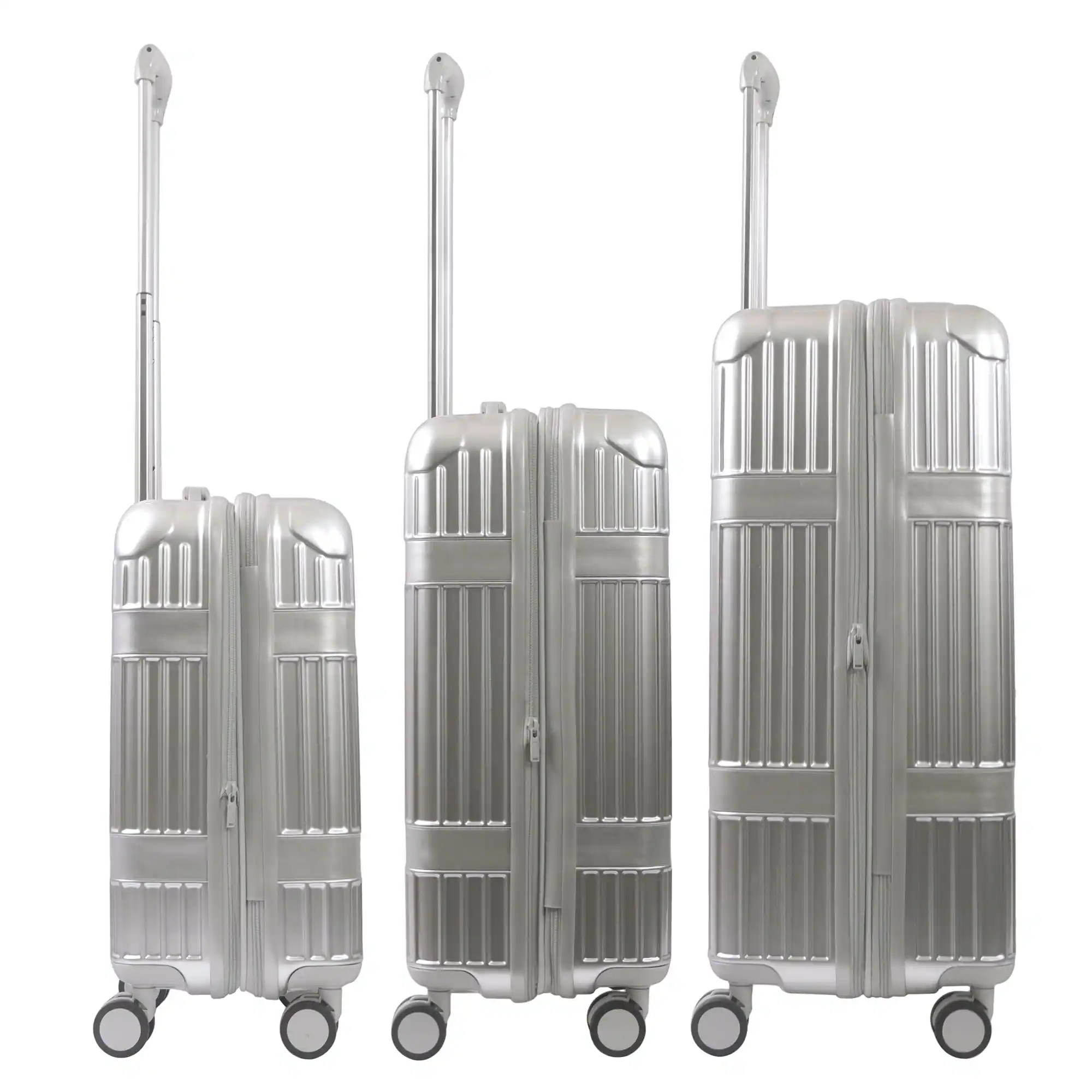 Left. Martha Stewart - The Bedford 3-Piece Hardcase Luggage Set - SILVER.