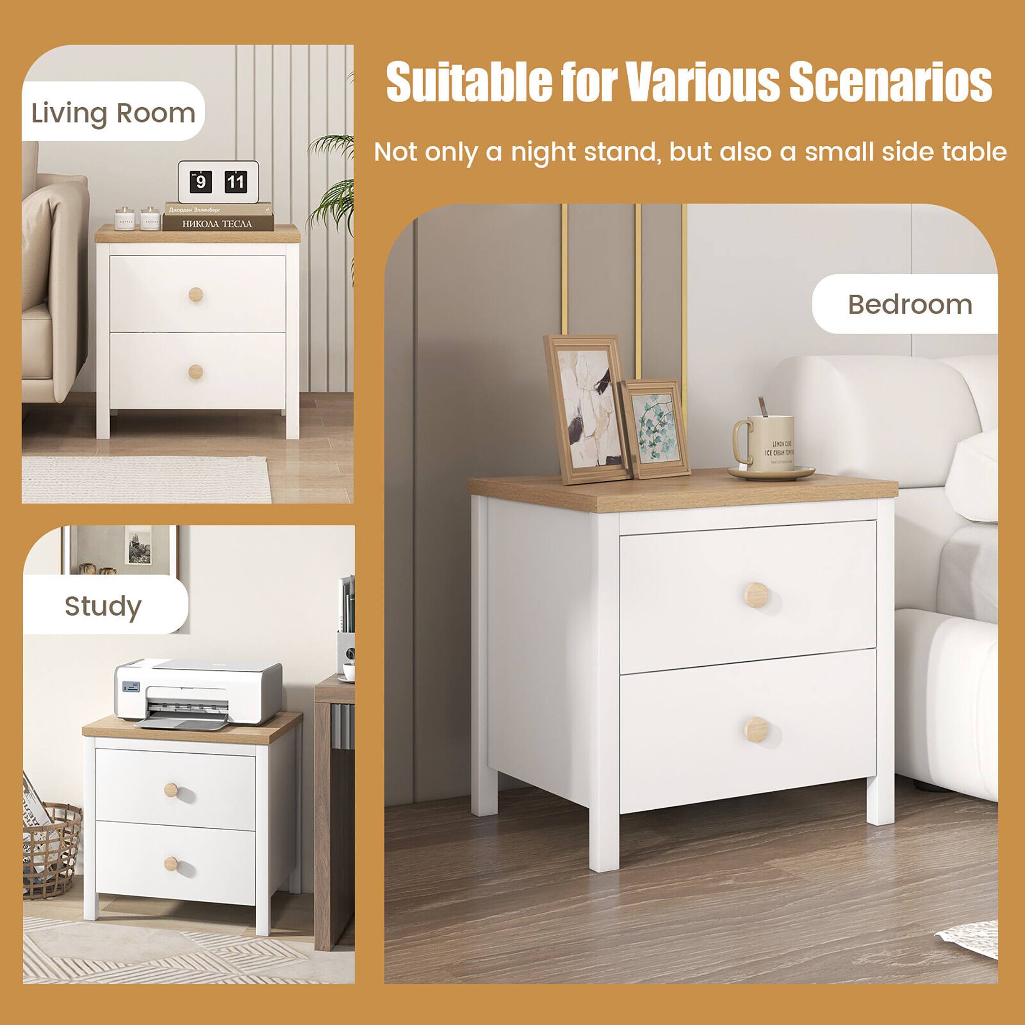 Living Room 9 11 Suitable for Various Scenarios Not only a night stand, but also a small side table - - HNRL HU Bedroom O - 40 EOK Study

Corrected text:
Suitable for Various Scenarios
Not only a night stand, but also a small side table
Living Room
Bedroom
Study