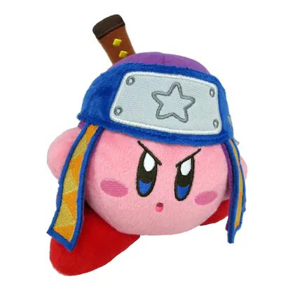 Front. Little Buddy - Kirby Nintendo 5 Inch Plush - Ninja Kirby - Pink.