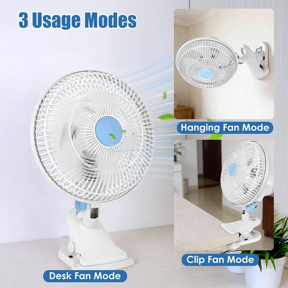 3 Usage Modes

- Hanging Fan Mode
- Desk Fan Mode
- Clip Fan Mode