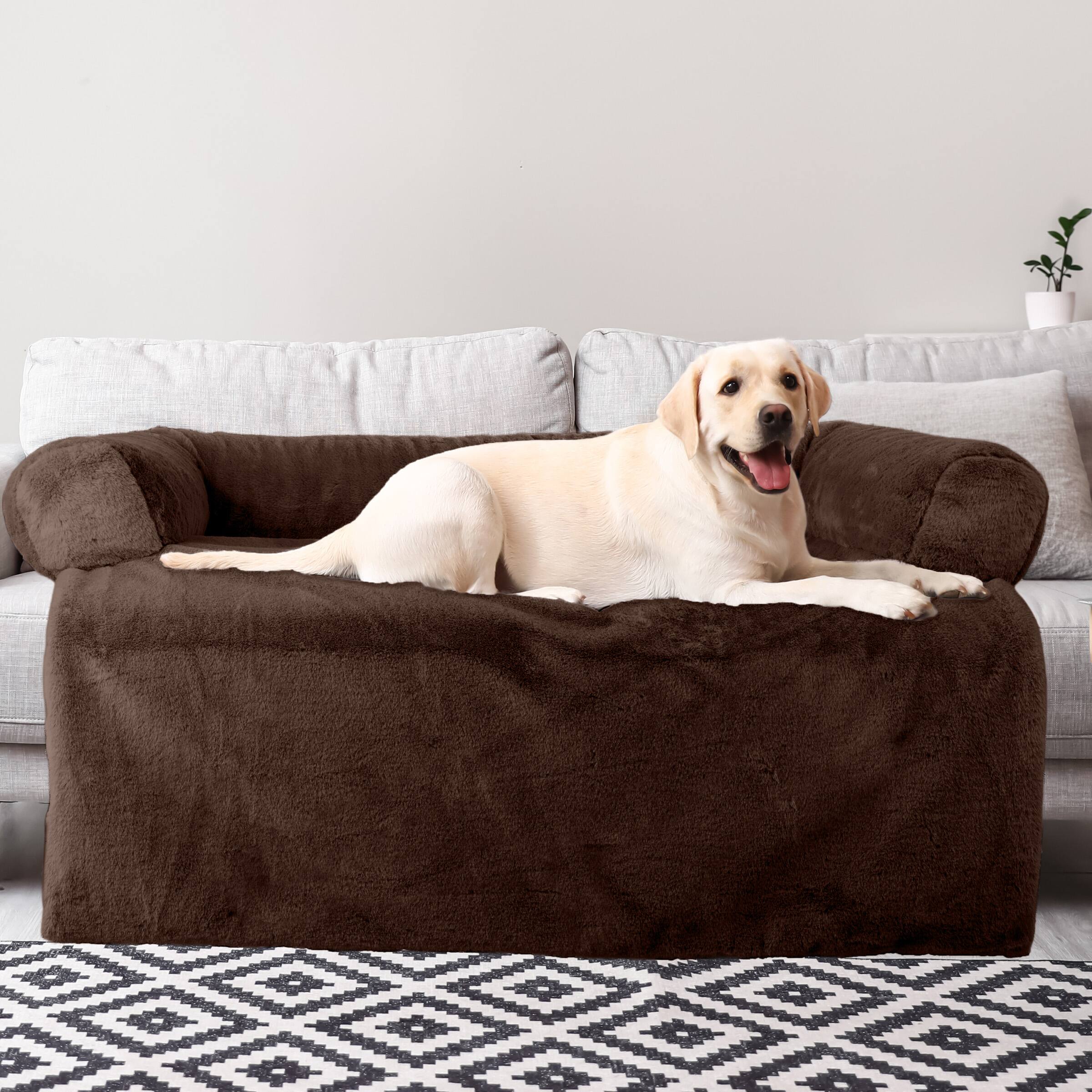Alt View 1. PetMaker - 36in Plush Dog Bed for Couch - DarkBrown.