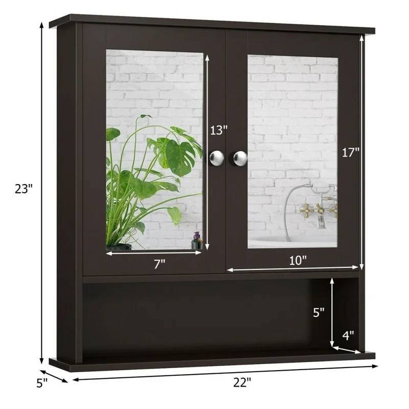- Height: 23"
- Width: 22"
- Depth: 5"
- Door Height: 17"
- Door Width: 10"
- Shelf Height: 5"
- Shelf Depth: 4"
- Plant Width: 7"
- Plant Height: 13"