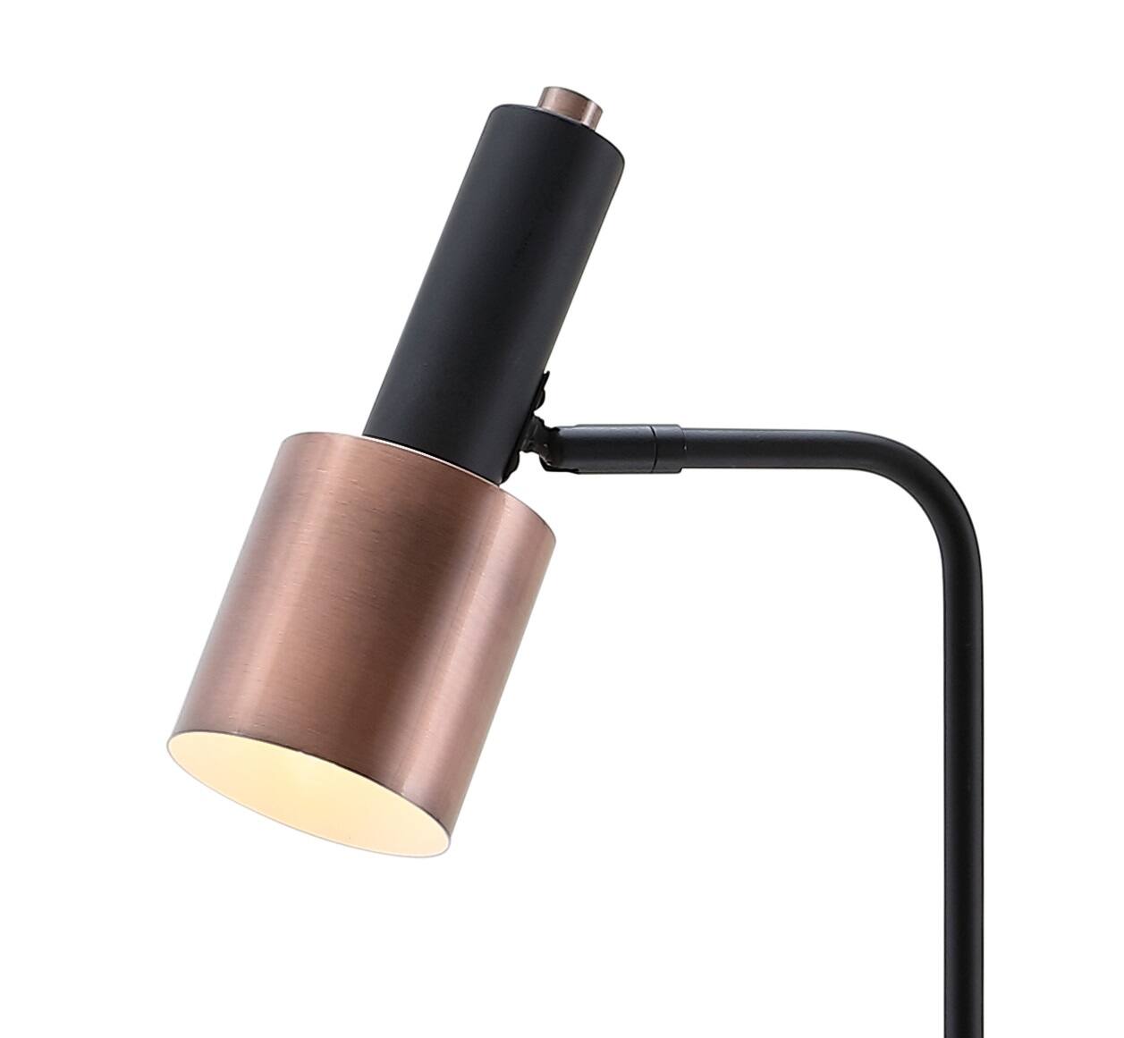 Alt View 4. Jonathan Y - Brady 59.50" Metal LED Task Floor Lamp, Copper/Black - Copper/Black.