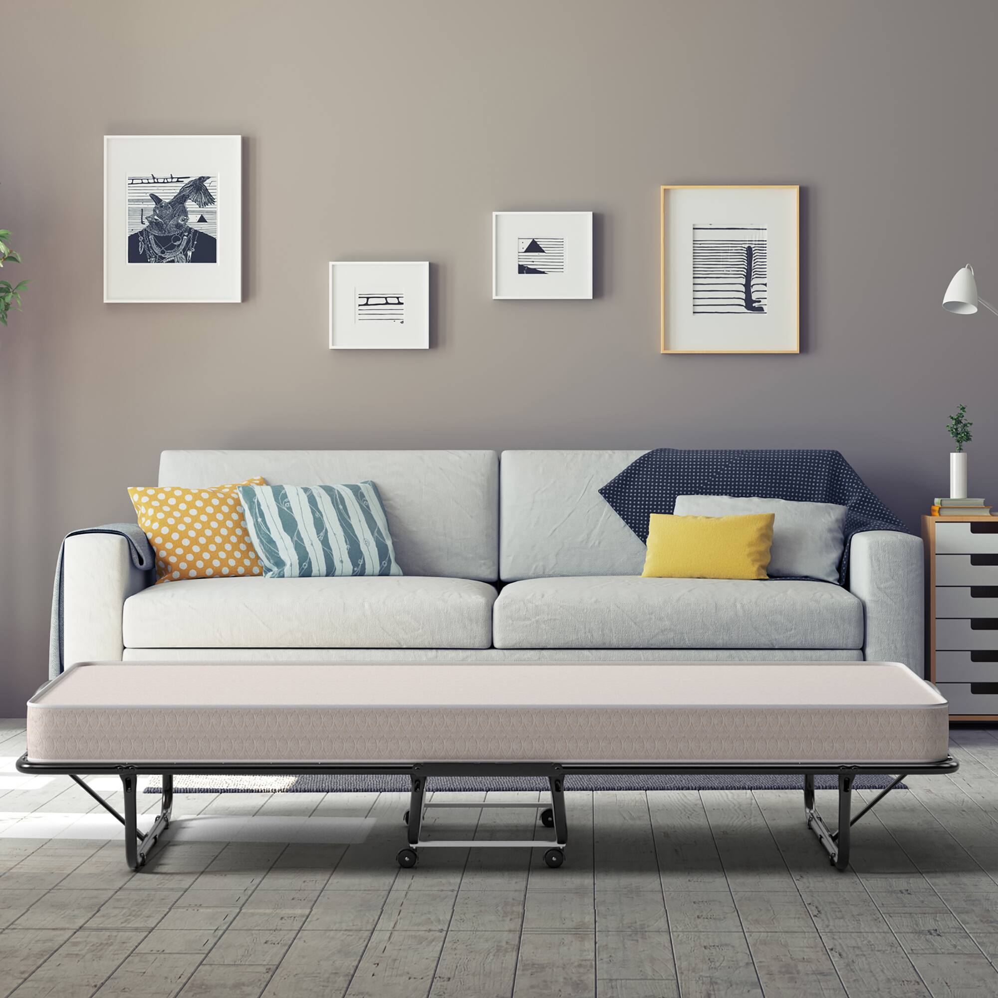 Alt View 3. Gymax - Gymax Folding Bed with Mattress Portable Rollaway Guest Cot Memory Foam Made in Italy Beige - Beige.