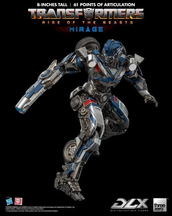 8-INCHES TALL | 61 POINTS OF ARTICULATION

TRANSFORMERS
RISE OF THE BEASTS
MIRAGE

DLX COLLECTIBLE FIGURE
three zero
