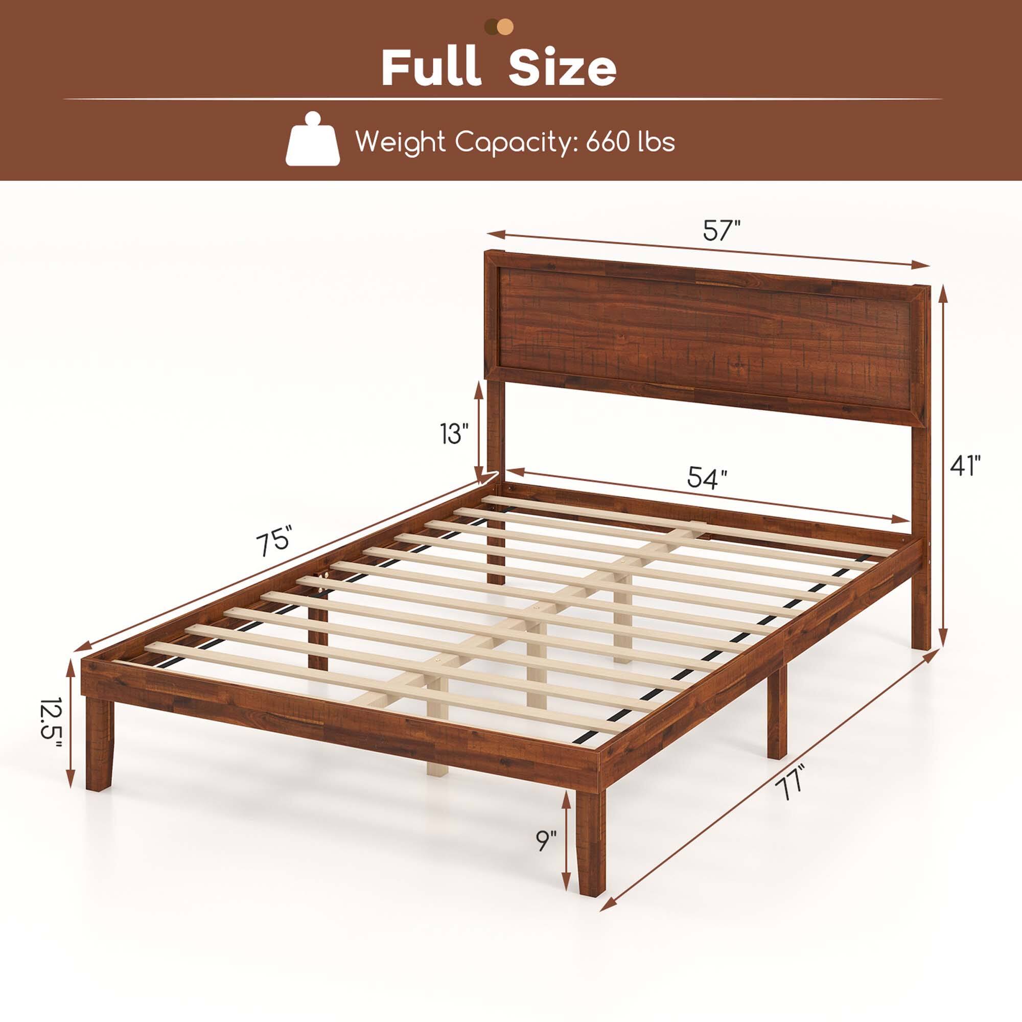 Full Size
Weight Capacity: 660 lbs
57"
75"
13"
54"
41"
12.5"
9"
77"