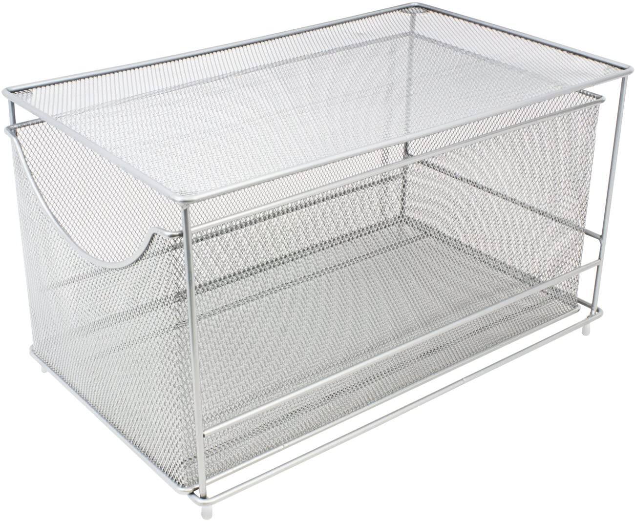 Left. Sorbus - Sorbus Metal Mesh Cabinet Organizer with Pull-Out Drawers - Ideal for Countertop, Cabinet, Pantry, Under the Sink - Silver.