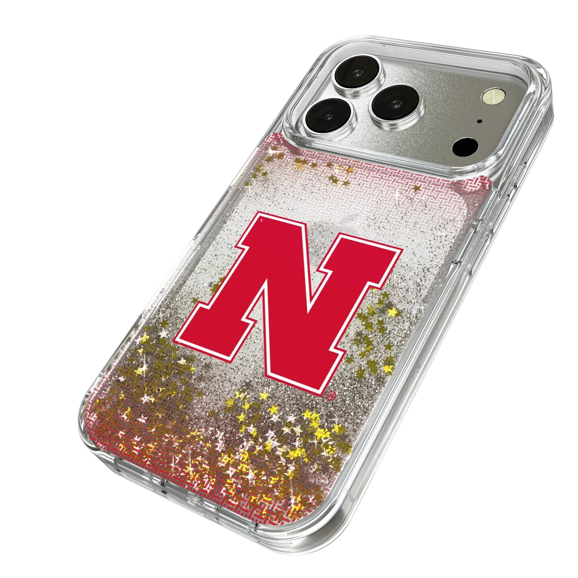 Alt View 1. Keyscaper - Nebraska Huskers Linen Logo iPhone Glitter Case - 13 Pro Max - Multicolor.