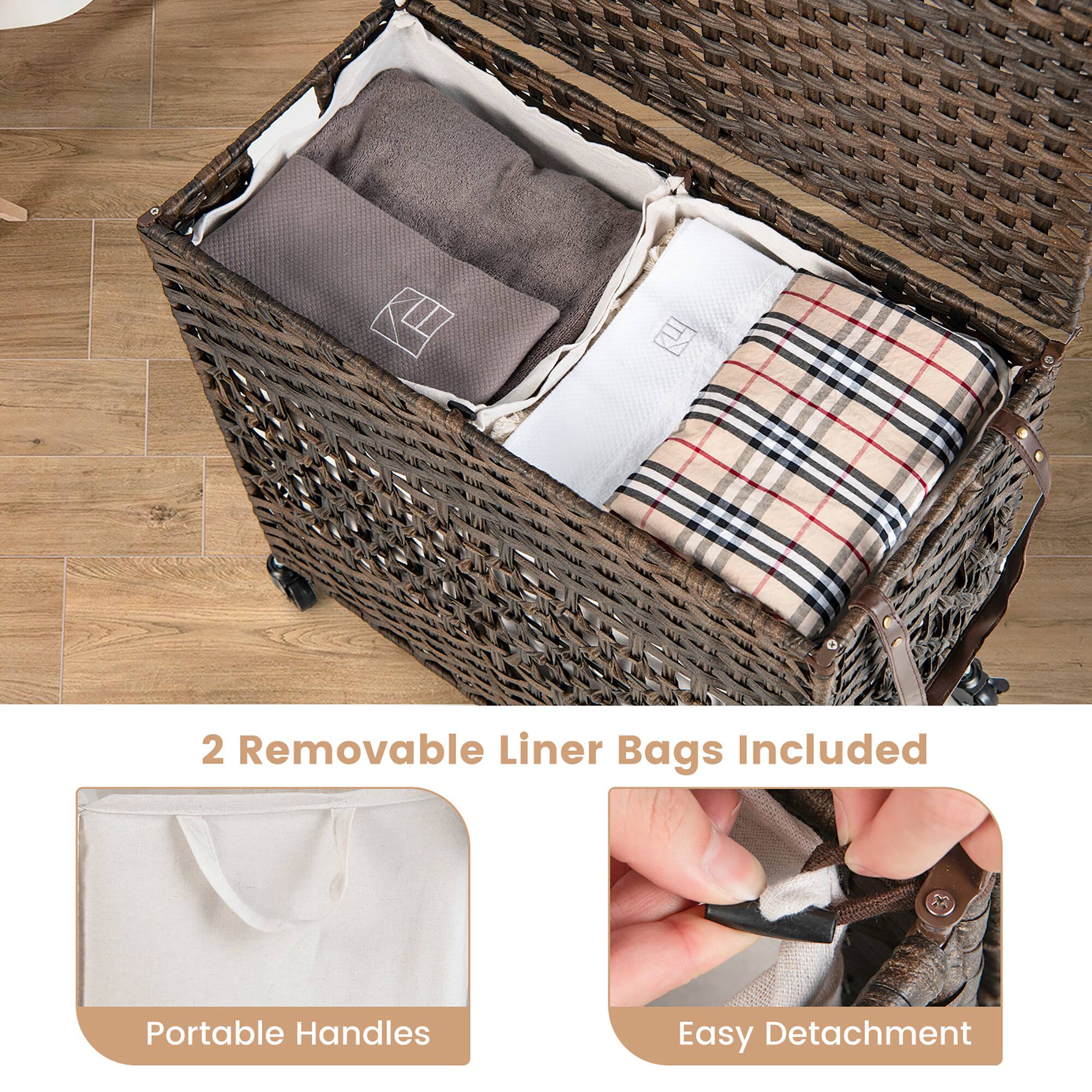 2 Removable Liner Bags Included Portable Handles Easy Detachment
