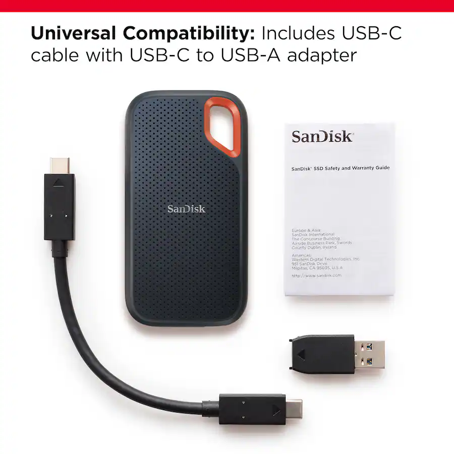 SanDisk Extreme Portable 8TB External USB C NVMe SSD Black SDSSDE61 ...