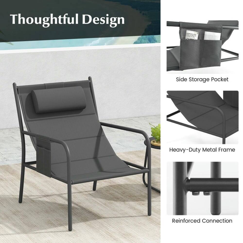 Thoughtful Design

- Side Storage Pocket
- Heavy-Duty Metal Frame
- Reinforced Connection