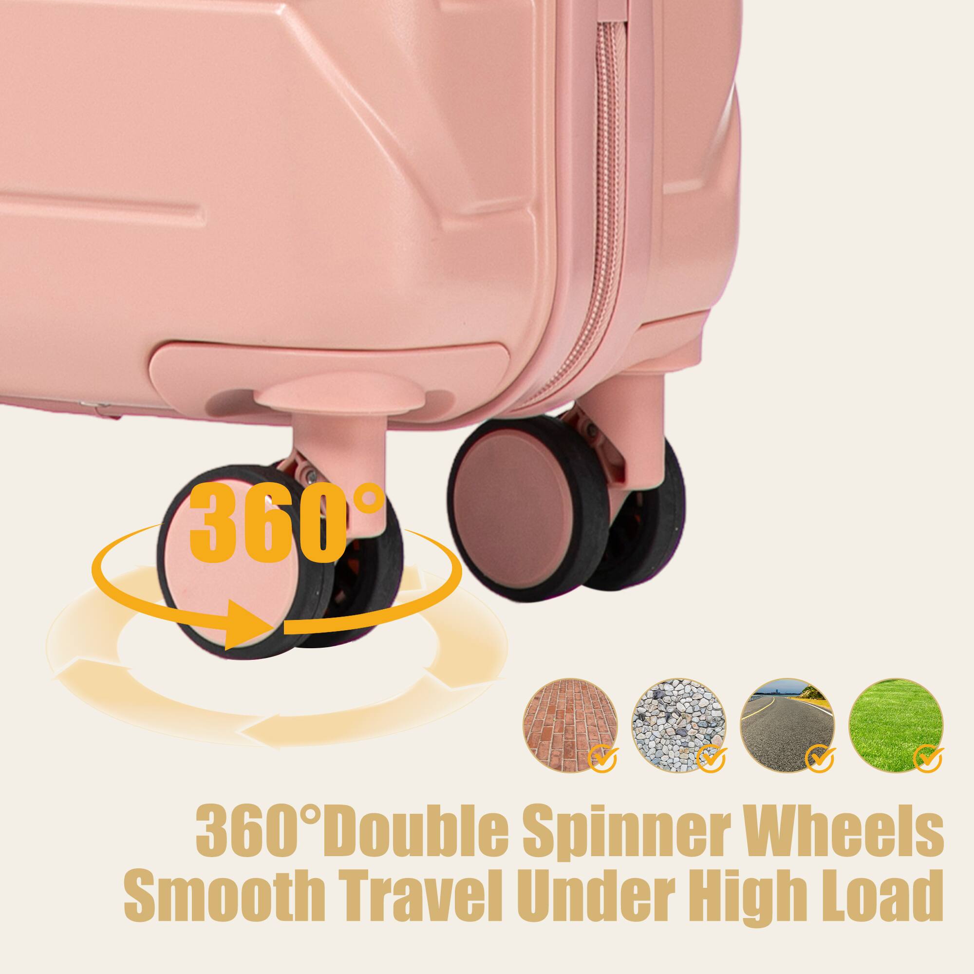 360° Double Spinner Wheels Smooth Travel Under High Load