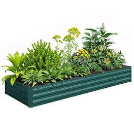 Outsunny - x 36" x 12" Galvanized Raised Garden Bed, Easy DIY and Cleaning for Growing Flowers, Herbs - Green