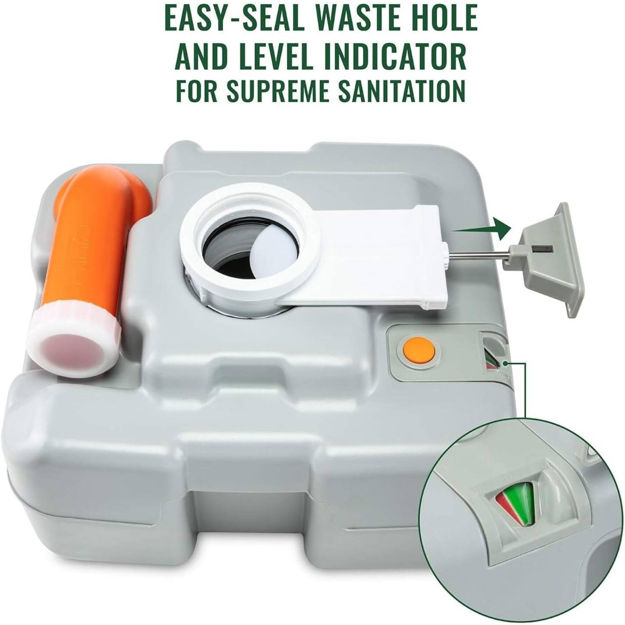 EASY-SEAL WASTE HOLE AND LEVEL INDICATOR FOR SUPREME SANITATION