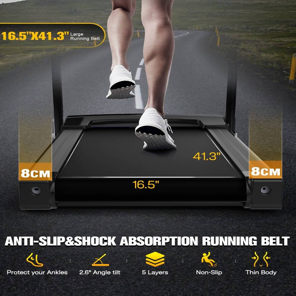 16.5"X41.3" Large Running Belt

8CM

ANTI-SLIP&SHOCK ABSORPTION RUNNING BELT

Protect your Ankles
2.6° Angle tilt
5 Layers
Non-Slip
Thin Body