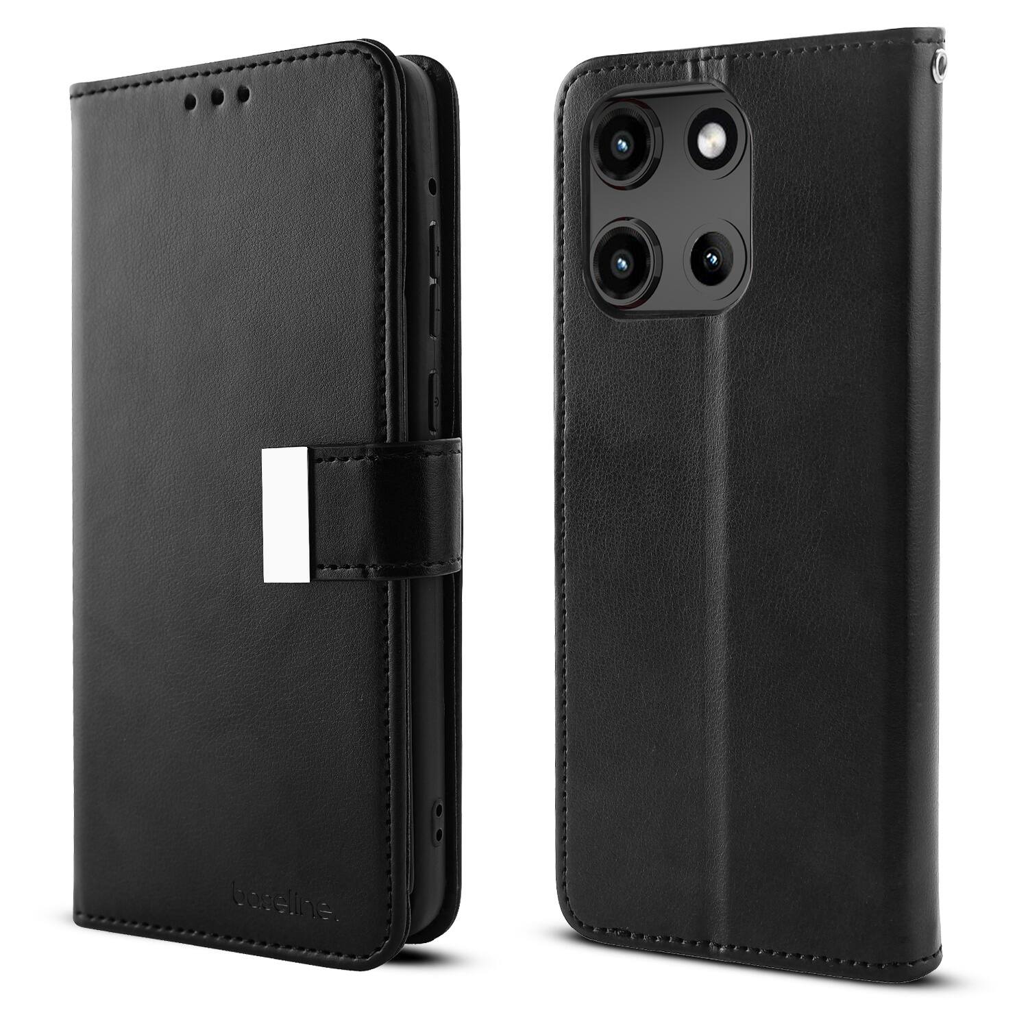 Front. BASELINE - baseline Wallet Folio Case for Motorola Moto G Stylus 5G (2026) / Moto G Stylus 5G (2025) - Black - Black.