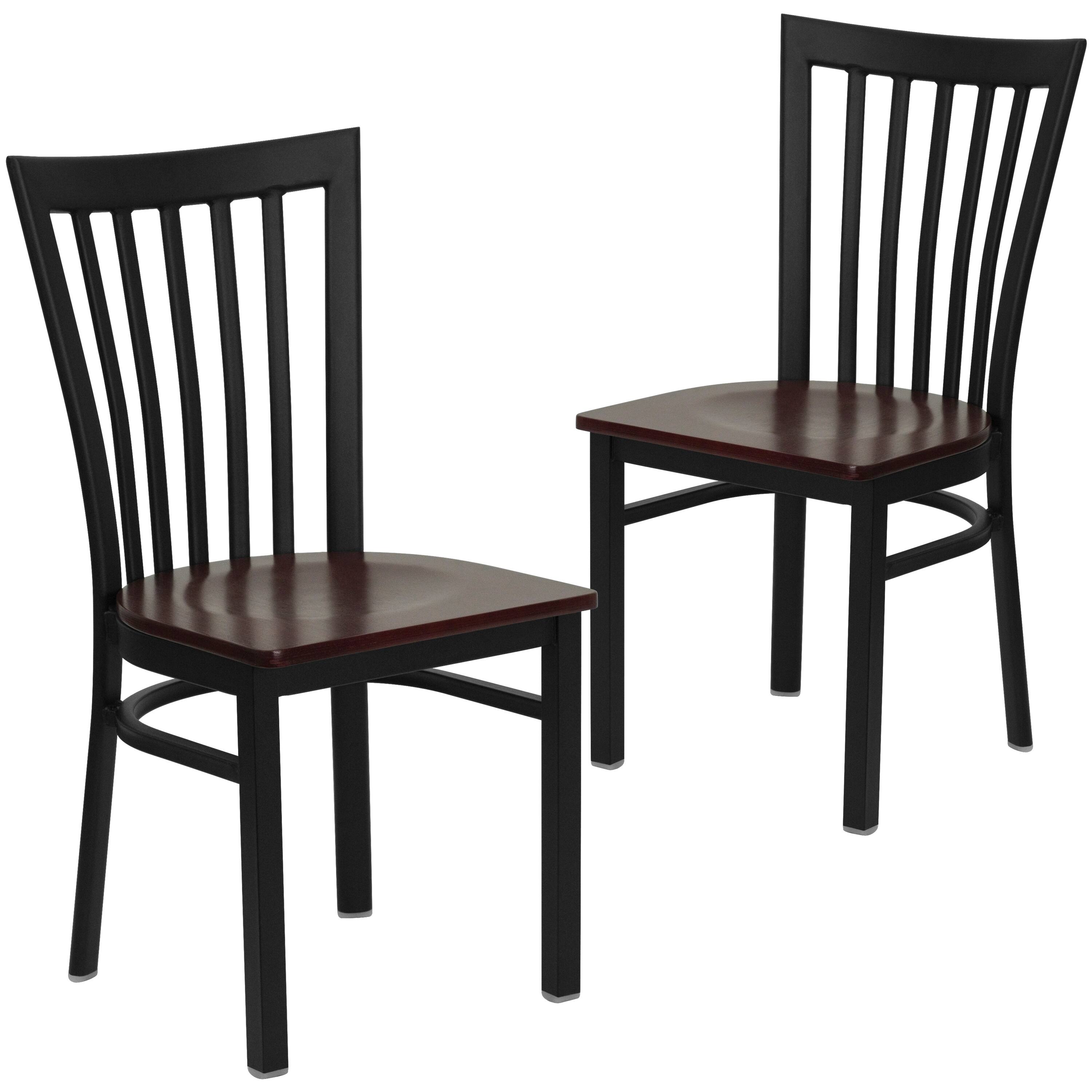 Mahogany Wood Seat/Black Metal Frame
