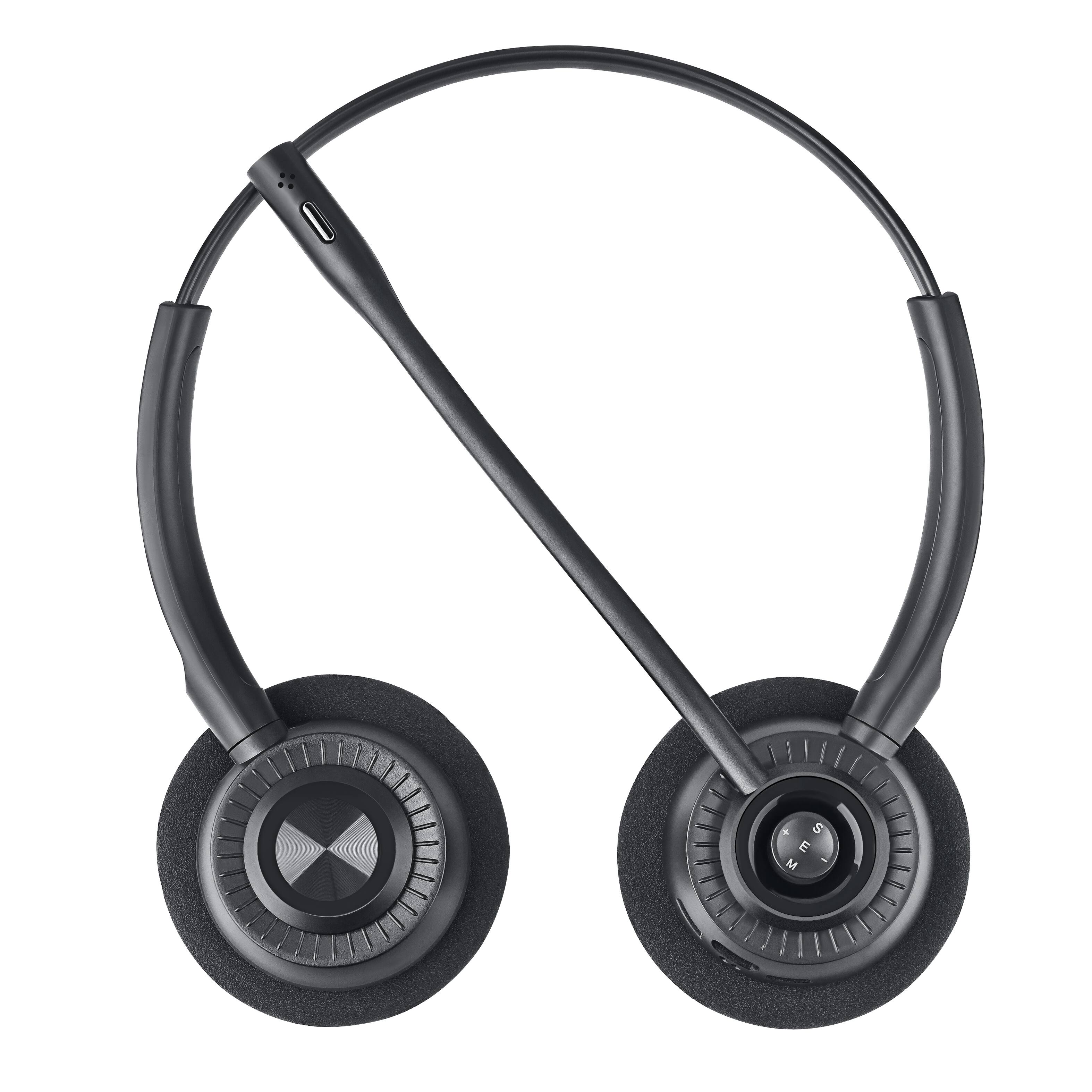 Alt View 3. Cluzine - Wireless Business Headset for Office and Call Center, Clear Sound Over-Ear Headphones for Phone Calls - Black.