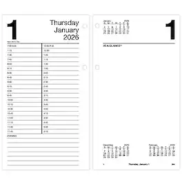 AT-A-GLANCE - 2026 8" x 4.5" Daily Calendar Refill Pages - White/Black