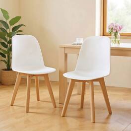 Kadyn - Set of 2 Modern Dining Chairs with Tilt Backrest and Solid Beechwood Legs - White