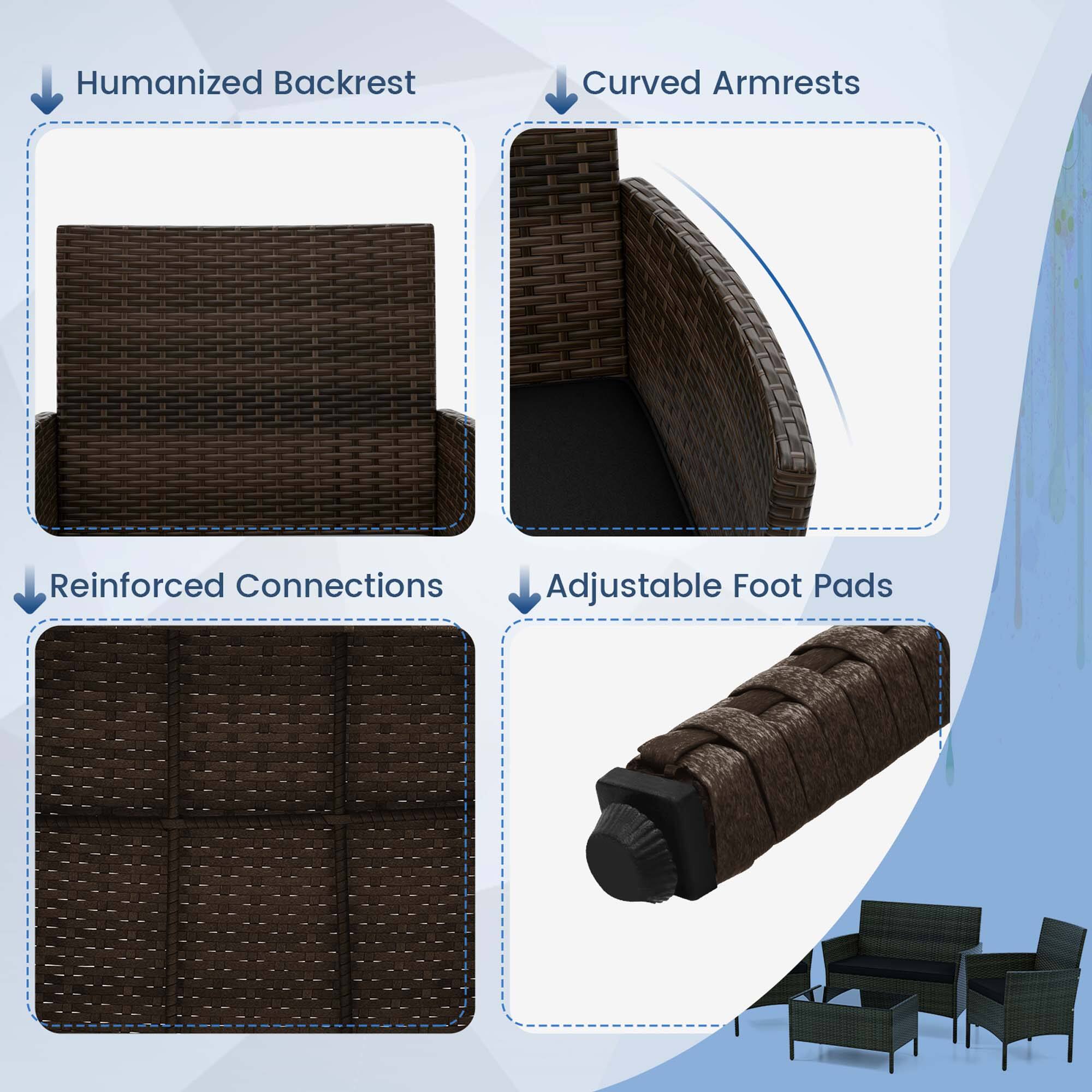 Humanized Backrest, Curved Armrests, Reinforced Connections, Adjustable Foot Pads