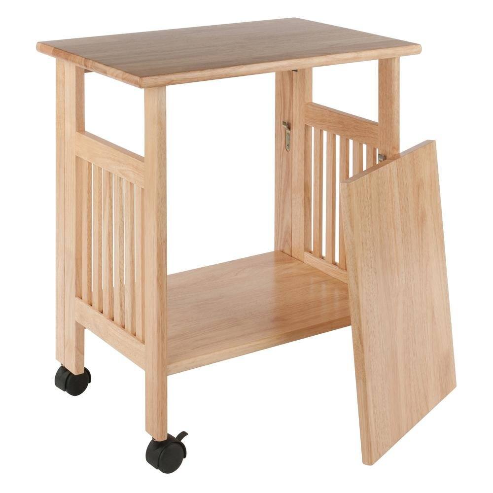 Alt View 2. FurniFact - Solid wood computer desk with foldable keyboard tray - Natural.