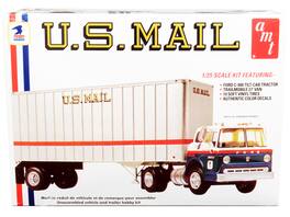 Skill 3 Model Kit Ford C900 Truck Tractor with Trailer "U.S. Mail" 1/25 Scale Model by AMT