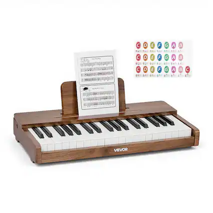 Front. VEVOR - Kids Piano Keyboard, 37 Keys Wooden Digital Piano for Kids, Mini Music Educational Instrument Toy with Realistic Sound - Walnut.
