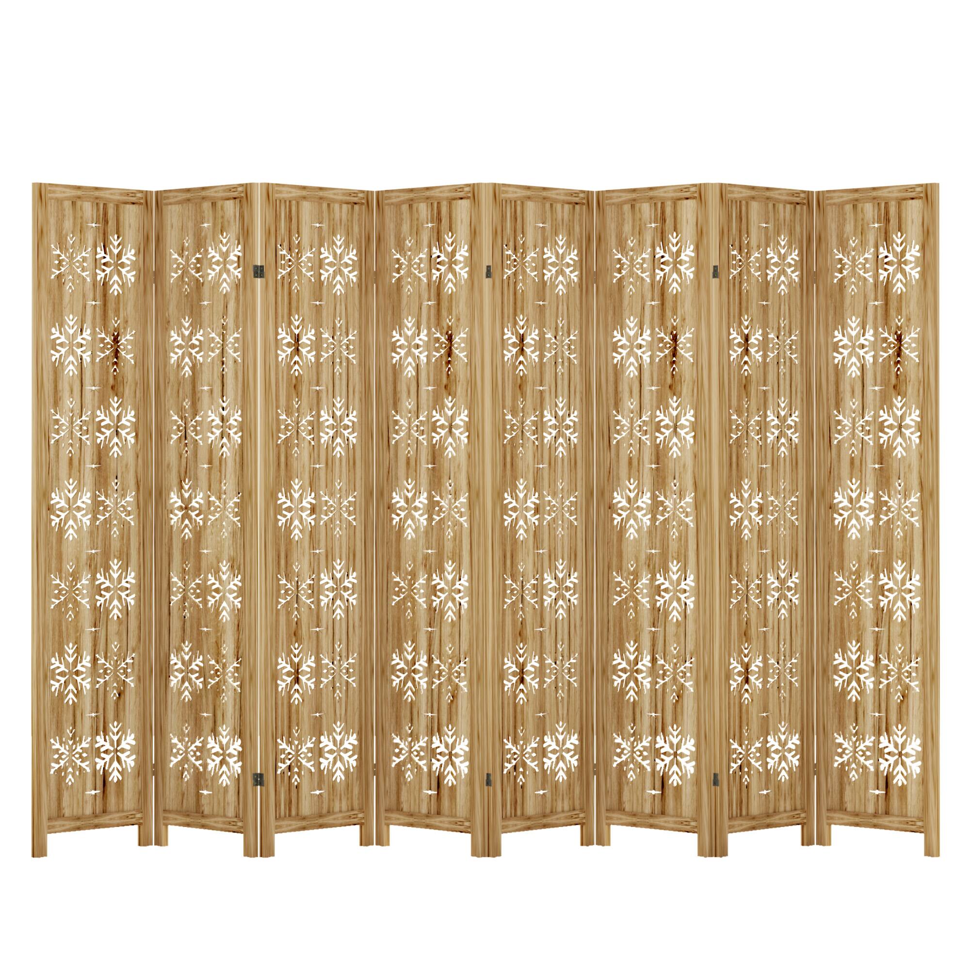 Angle. PexFix - Room Divider, 8-Panel Freestanding Wood Screen, Snow Pattern, 67 in. H Folding Privacy Screen for Office, Bedroom - Natural.