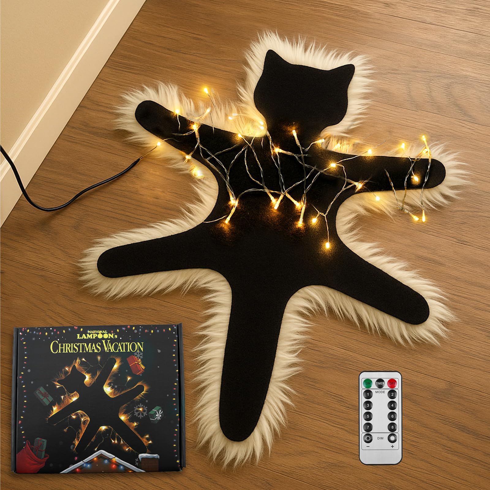 Fabibe - Light Up Fried Cat Rug Christmas Vacation Decorations Funny Decoration With Led Always On Or this - Warm Lights-usb