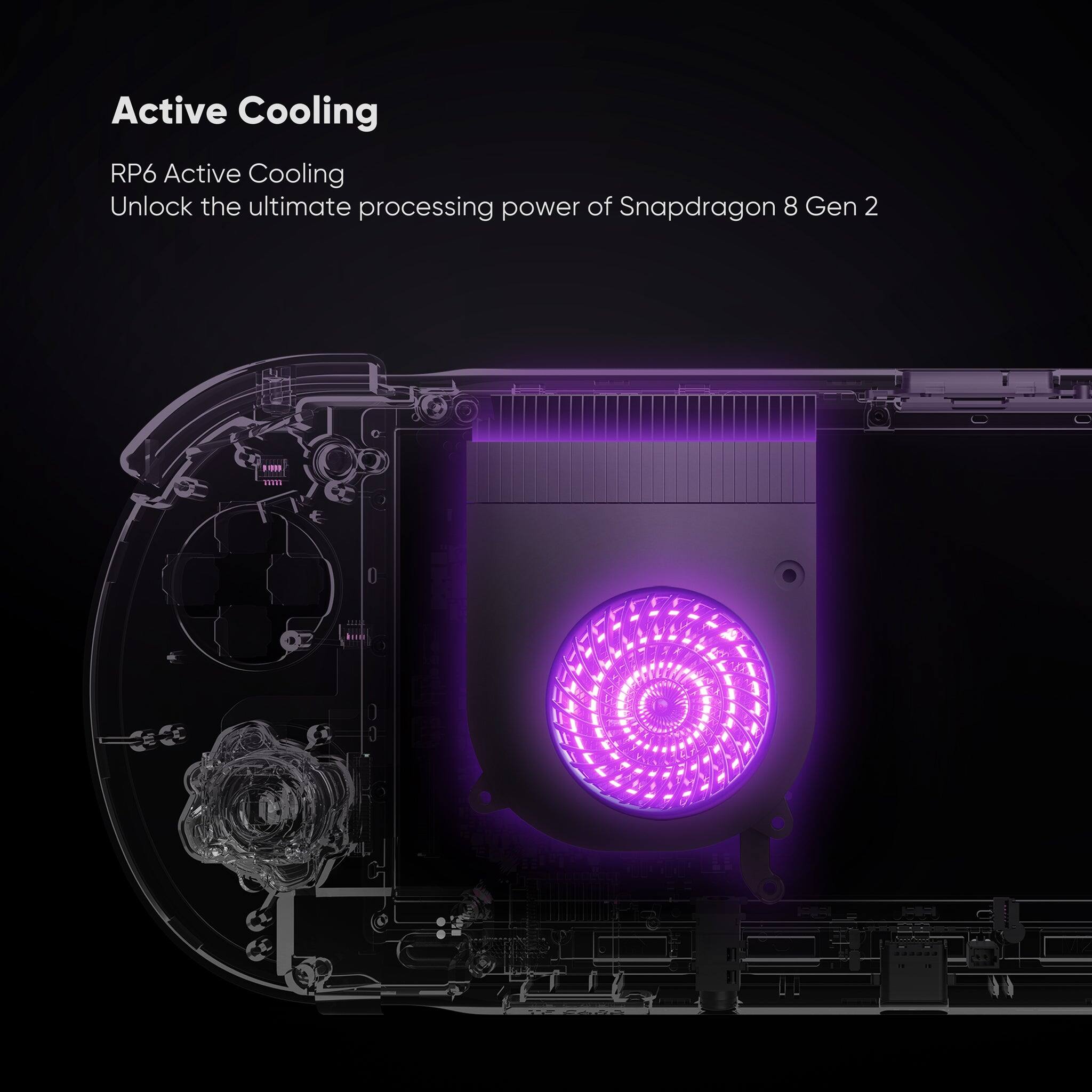 Active Cooling  
RP6 Active Cooling  
Unlock the ultimate processing power of Snapdragon 8 Gen 2