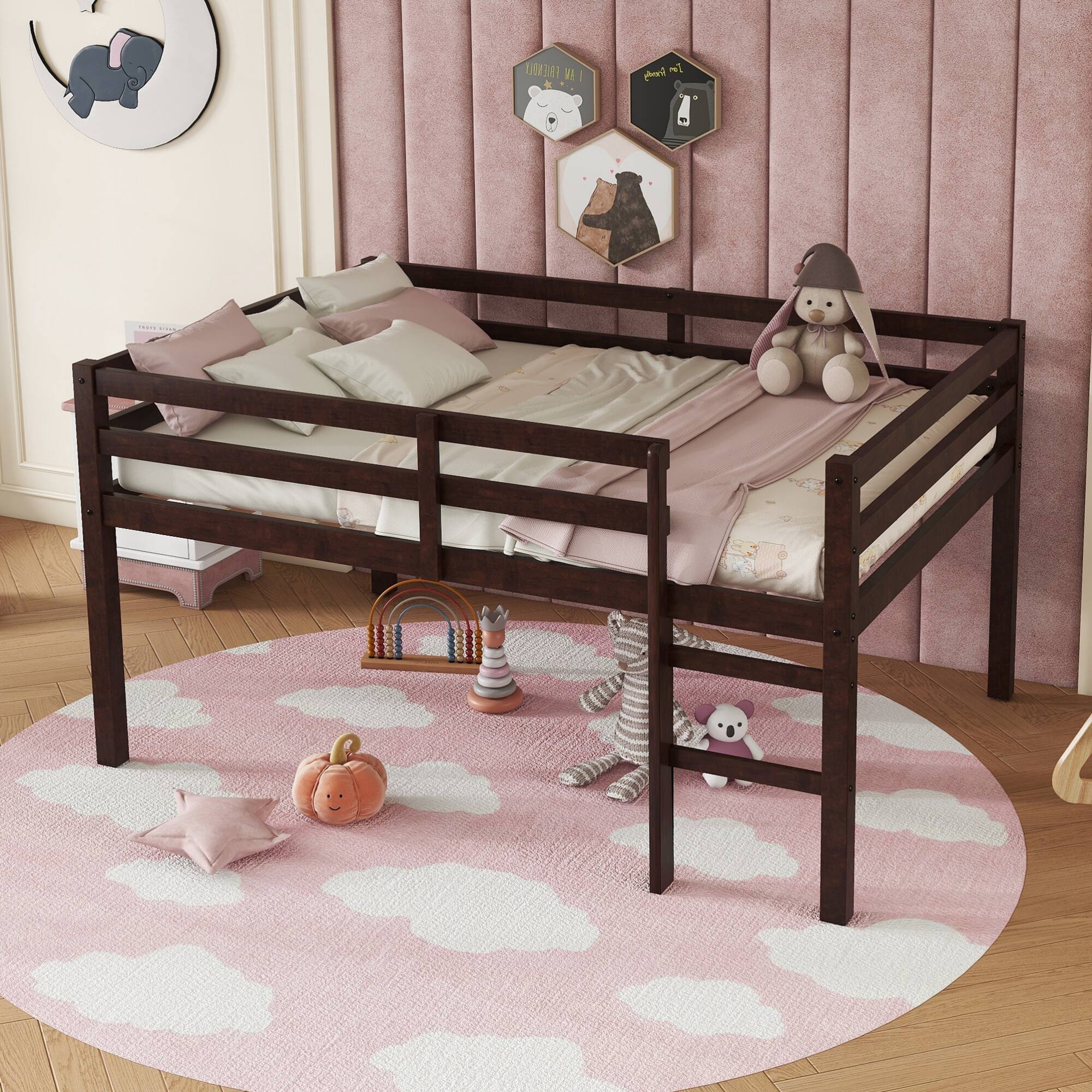 Alt View 7. GOODSILO - Premium Full-Size Loft Bed with Ladder Designed for Space Optimization and Stylish Comfort - Espresso.