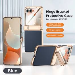 Dteck - for Motorola Razr (2026)/Razr 70/60/50 Hard PC Case,Hinge Protector 9H Screen Front Cover Kickstand Shockproof Shell - Blue