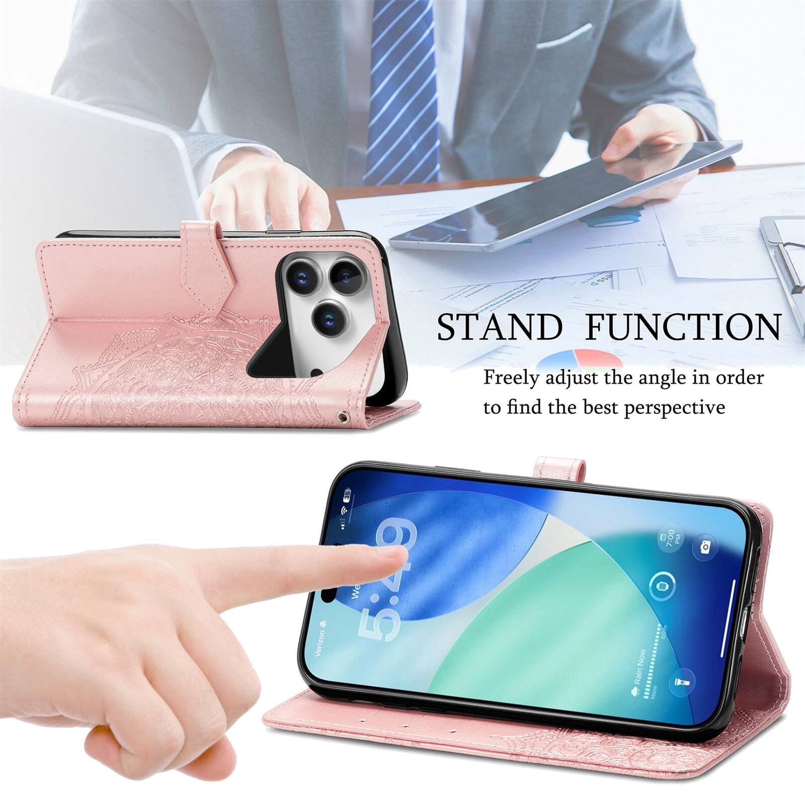 STAND FUNCTION  
Freely adjust the angle in order to find the best perspective