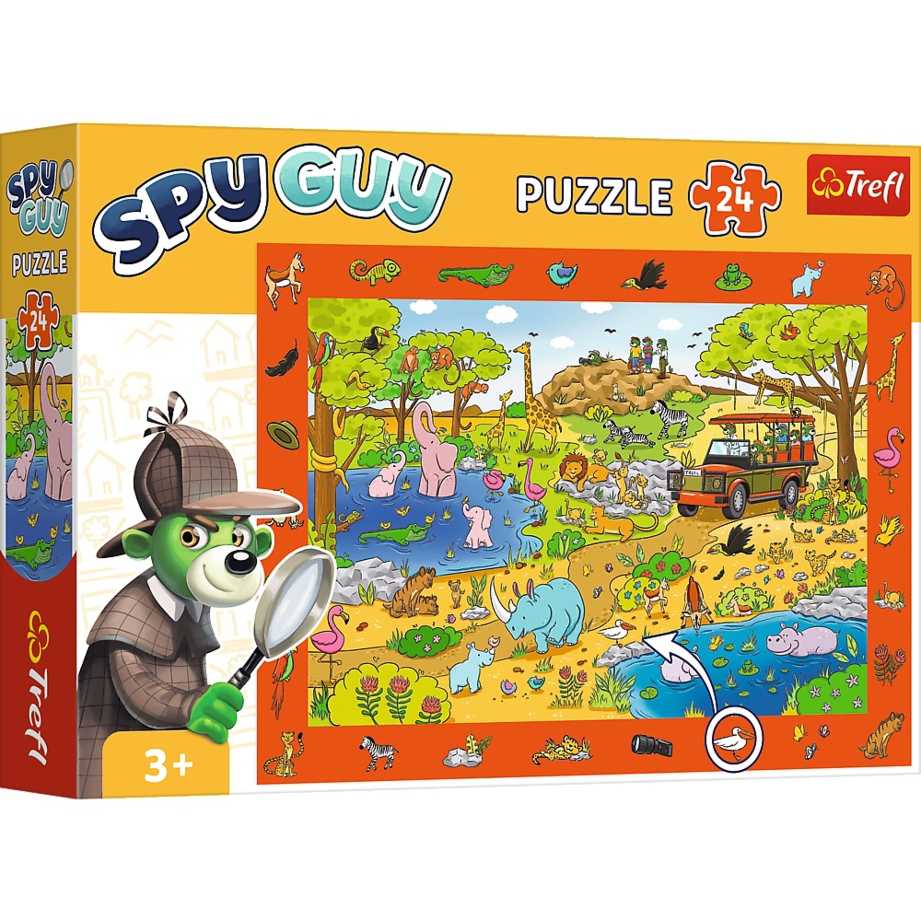 Trefl - Kids 24 Piece Puzzle - Spy Guy - Safari - The Treflik Family