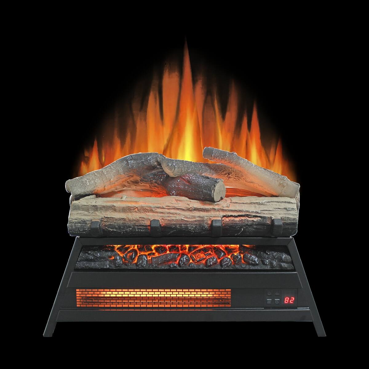 Angle. Loheer - Loheer 21 inch electric fireplace insert 3d log set Antique Black - Antique Black.