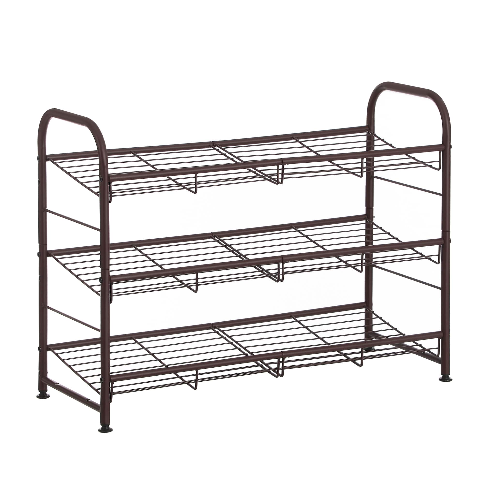 Songmics Home - Shoe Rack, 3 Tier Shoe Organizer for Closet, Holds up to 12 Pairs of Shoes, Shoe Rack for Front Door Entrance - Bronze