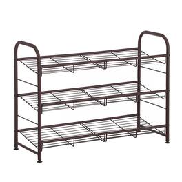 Songmics Home - Shoe Rack, 3 Tier Shoe Organizer for Closet, Holds up to 12 Pairs of Shoes, Shoe Rack for Front Door Entrance - Bronze