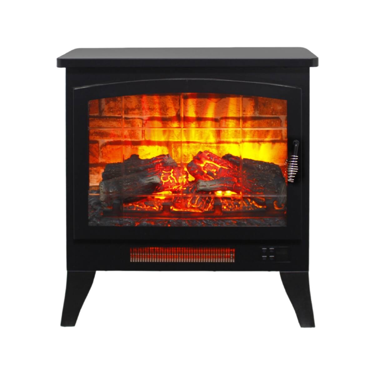 Alt View 6. Loheer - Loheer 21 inch freestanding electric fireplace stove 3-sided view with 3D flame effect - Antique Black.