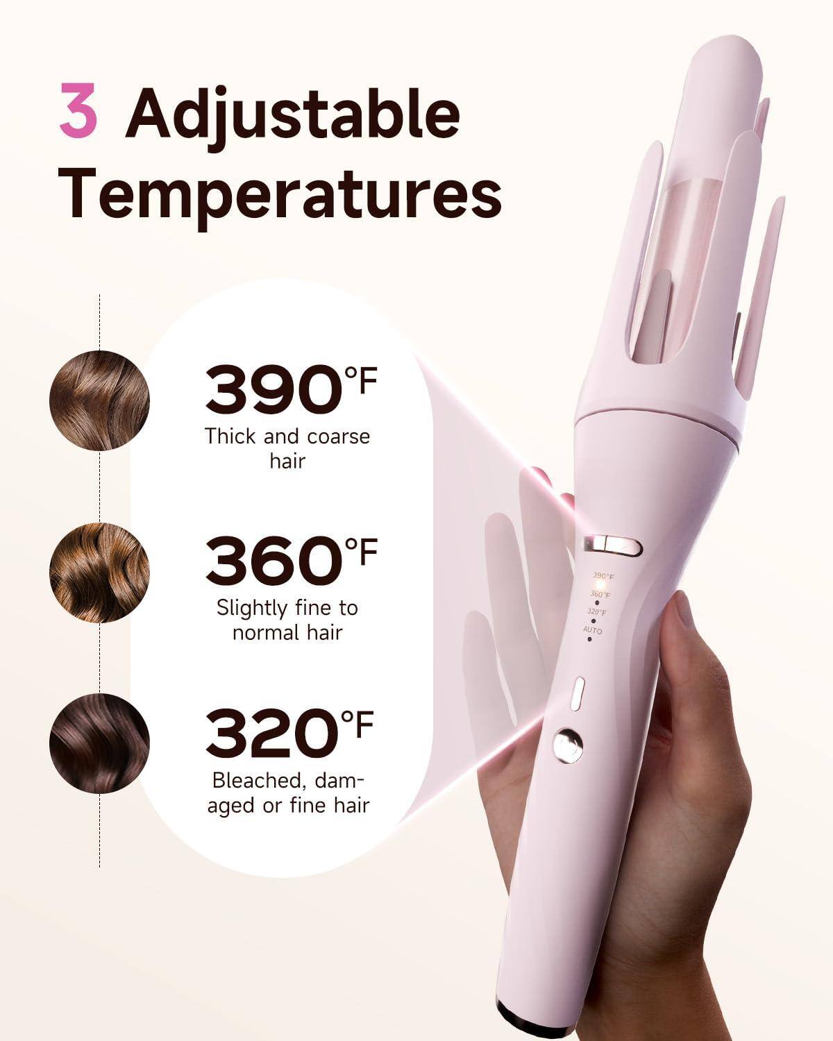 3 Adjustable Temperatures

390°F  
Thick and coarse hair

360°F  
Slightly fine to normal hair

320°F  
Bleached, damaged or fine hair